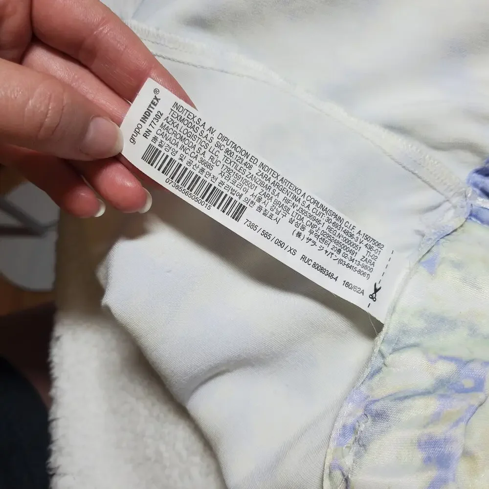 🔥 Zara XS Purple Lilac Yellow White Tie Dye Mini Skirt Satin Viscose Silky - Picture 15 of 15